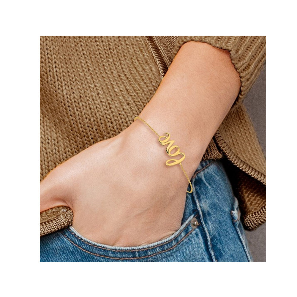 14K Yellow Gold LOVE Bracelet with Lobster Clasp Image 4