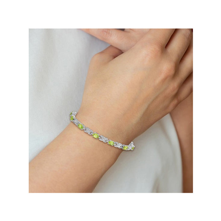 5.00 Carat (ctw) Peridot Infinity Bracelet in Sterling Silver Image 4