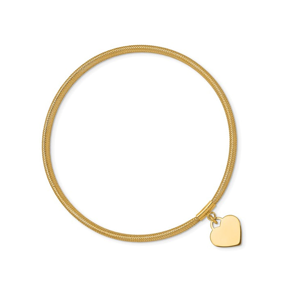 14K Yellow Gold Heart Mesh Stretch Bracelet Image 4