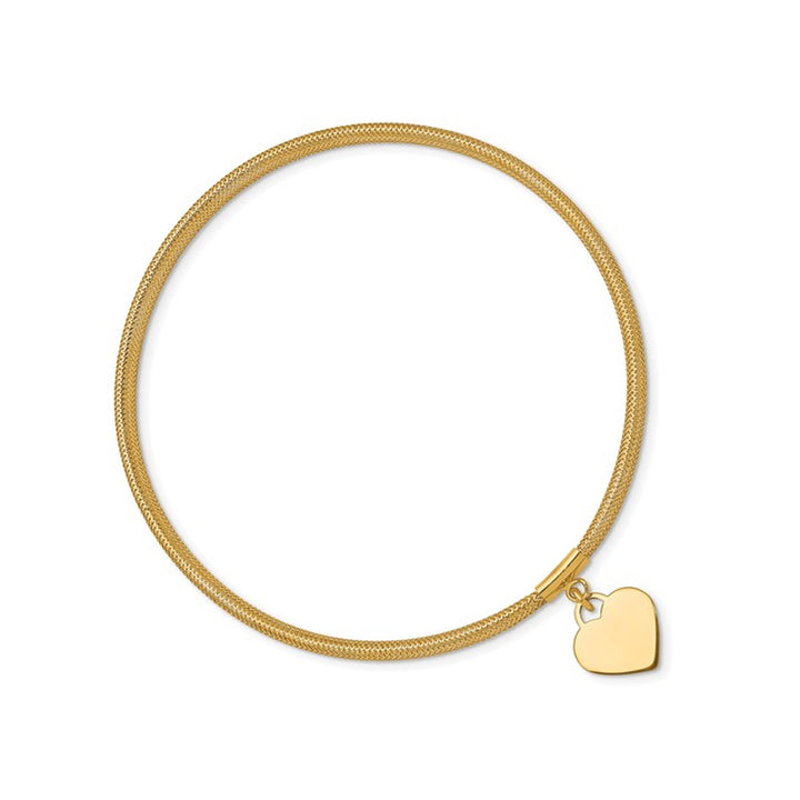 14K Yellow Gold Heart Mesh Stretch Bracelet Image 4