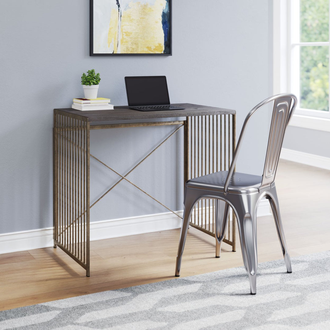 Zemo Desk Gray and Antique Bronze Image 9