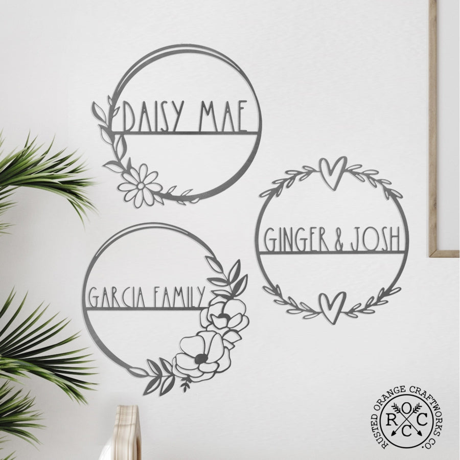 Flower Shop Collection - Personalized Family Custom Name Wall Sign for Wreath Image 1