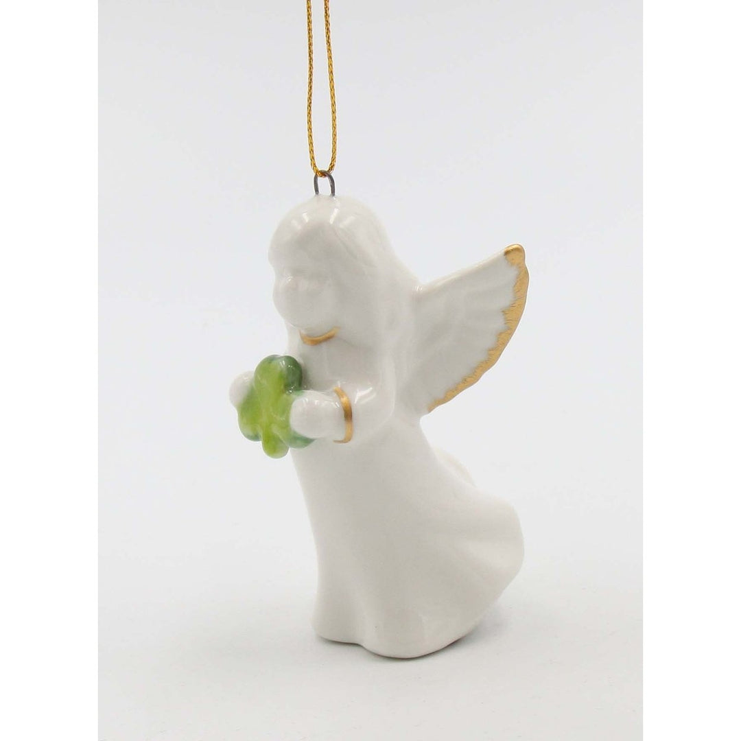 Ceramic Angel Shamrock Ornament 2x2x3.25  Mom Image 4