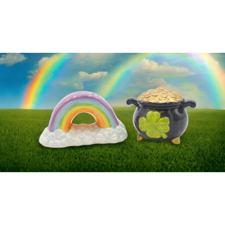 Ceramic Pot of Gold and Rainbow Salt and Pepper ShakersHome DcorKitchen DcorIrish Saint Patricks Day Dcor Image 1