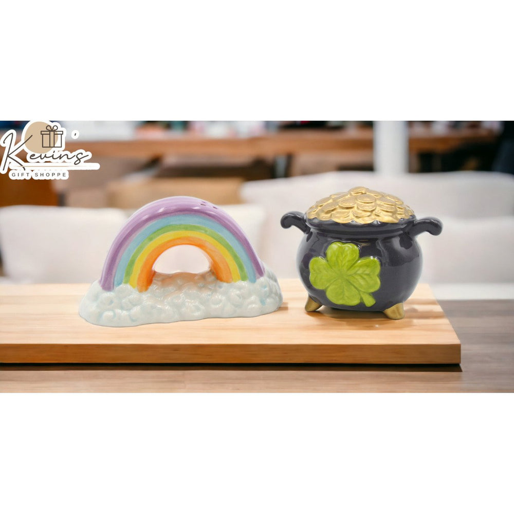 Ceramic Pot of Gold and Rainbow Salt and Pepper ShakersHome DcorKitchen DcorIrish Saint Patricks Day Dcor Image 2