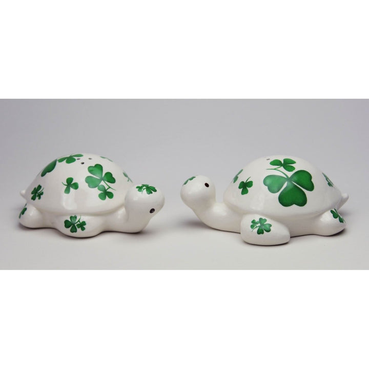 Ceramic Turtles Shamrock Salt and Pepper Shakers 3.75 Inch Gift Image 4