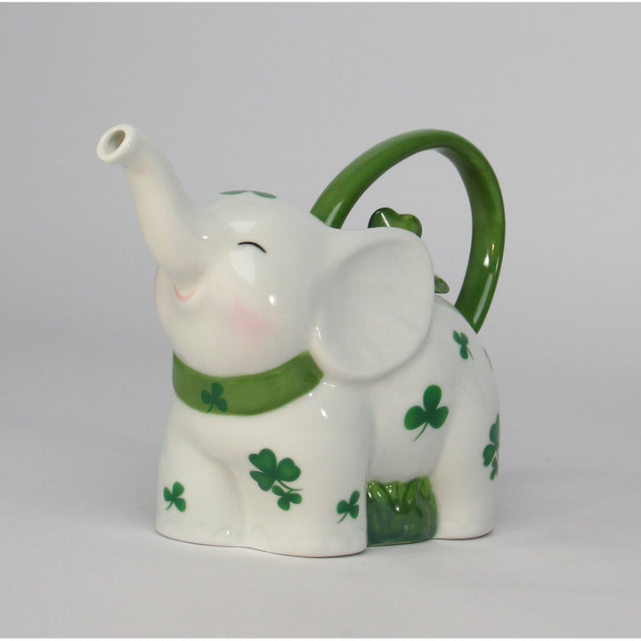 Ceramic Shamrock Design Elephant TeapotHome DcorKitchen DcorIrish Saint Patricks Day Dcor Image 4