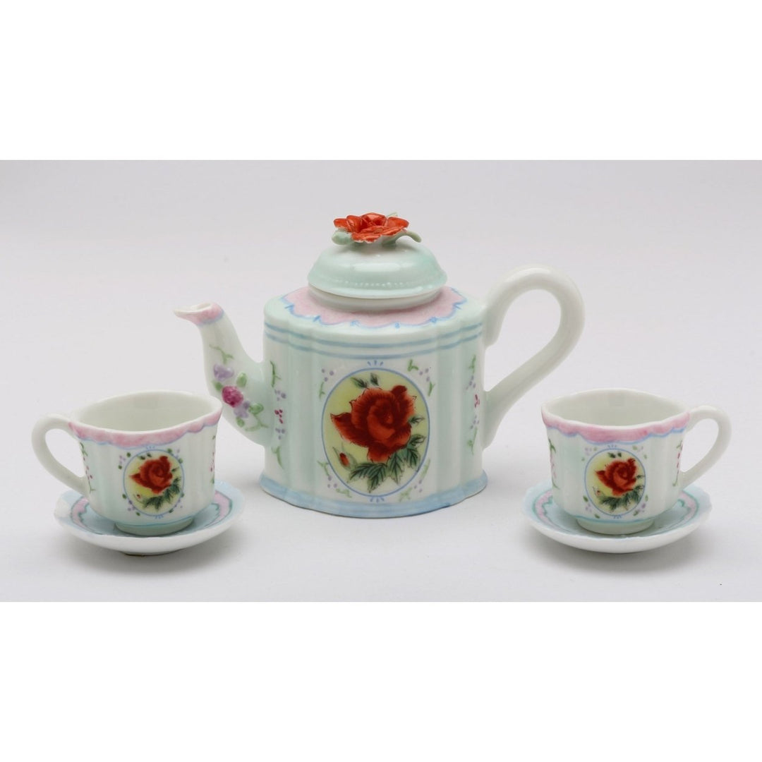 Ceramic Red Rose Mini Tea Set 5 Piece  Mom Friend Image 3