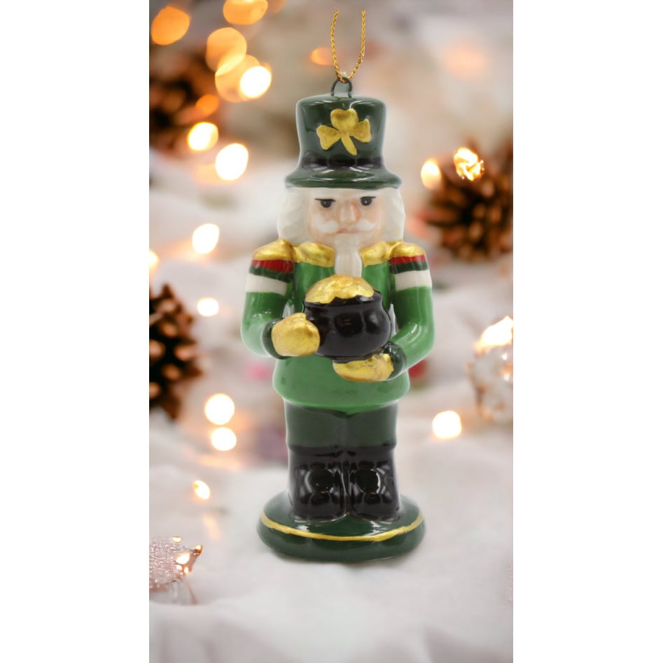 Irish Ceramic Nutcracker Ornament 1.625x1.625x3.875 Christmas St Patricks Day Decor Image 2