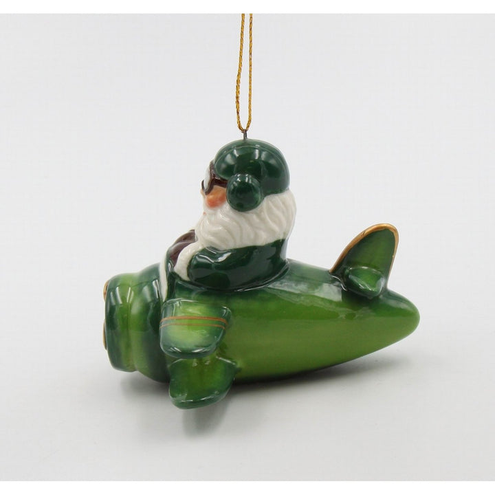 Ceramic Irish Santa Airplane Ornament 3 3/8 inch Christmas Saint Patricks Day Decor Image 4