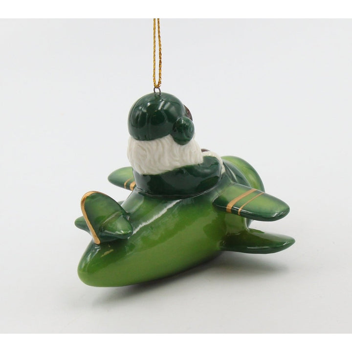 Ceramic Irish Santa Airplane Ornament 3 3/8 inch Christmas Saint Patricks Day Decor Image 4