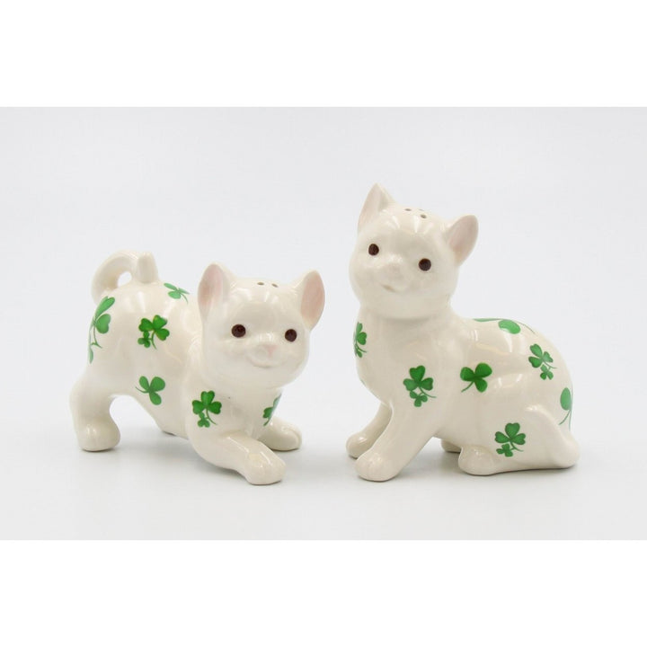 Ceramic Shamrock Cats Salt and Pepper Shakers Image 3