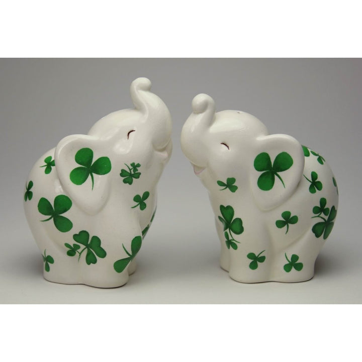 Ceramic Elephant Shamrock Salt Pepper Shakers 3.5 inch St Patricks Day Image 4