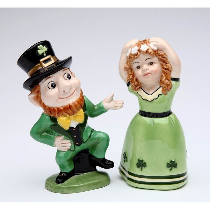 Ceramic Irish Salt and Pepper Shakers Dancing Couple St Patricks Day Decor Image 3