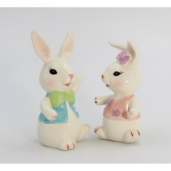 Ceramic Easter Bunny Dancing Couple Salt and Pepper Shakers Gift Image 4