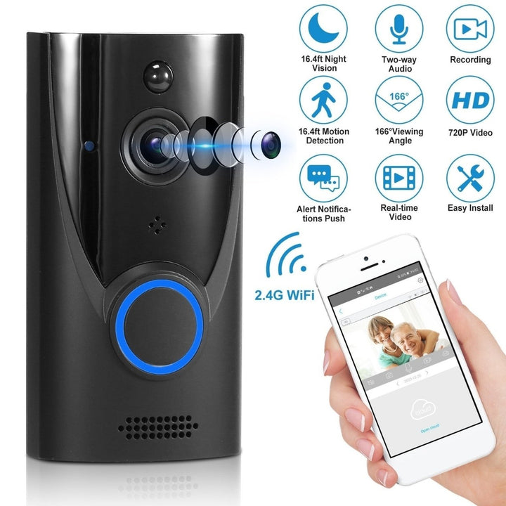 WiFi Video Doorbell Wireless Door Bell 720P HD WiFi Security Camera Image 1