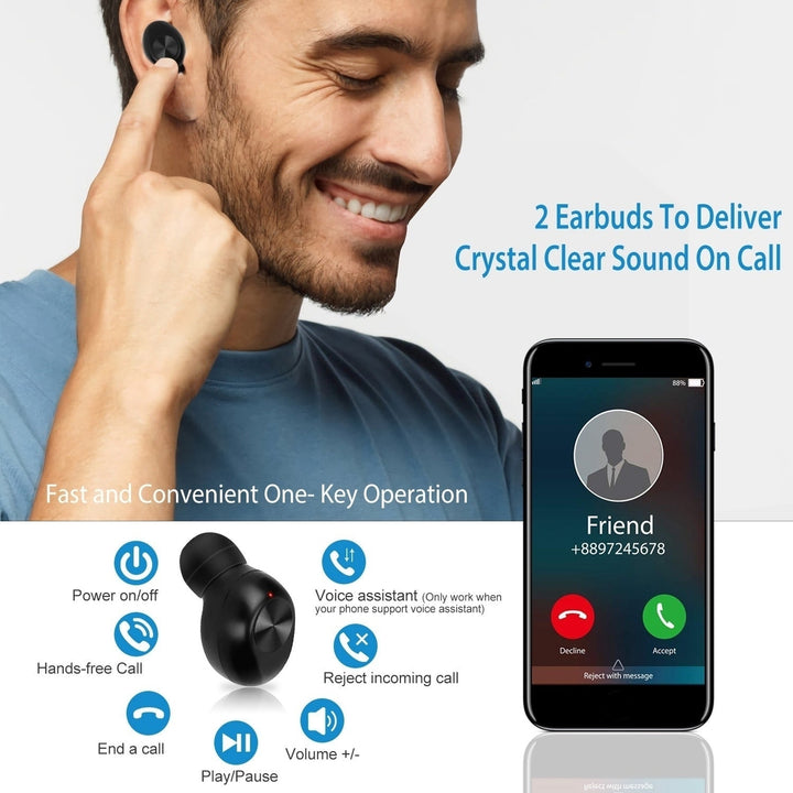 Wireless 5.1 TWS Earbuds In-Ear Stereo Headset Noise Canceling Earphone with Mic Image 4