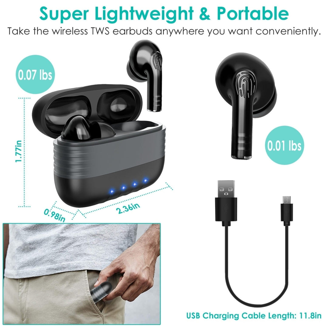 Waterproof Wireless 5.0 TWS Earbuds Wireless Headsets with Magnetic Charging Case Battery Remain Display Image 8