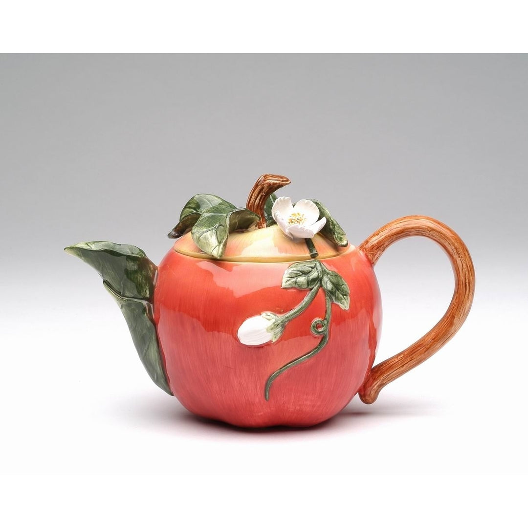 Ceramic Apple Teapot Hand Painted 12oz Tea Image 3