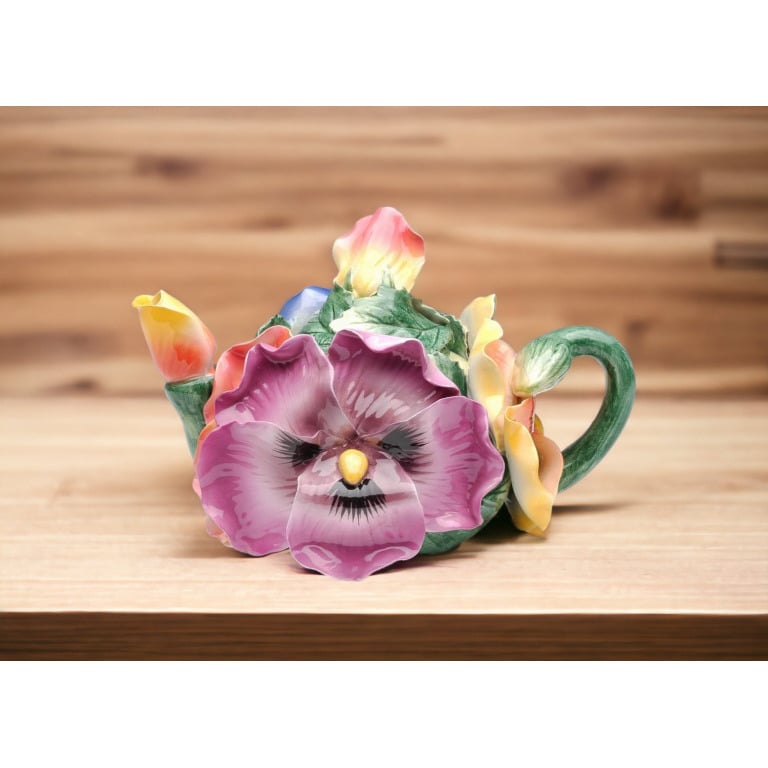 Pansy Flower Ceramic Teapot 6oz  Tea Image 1