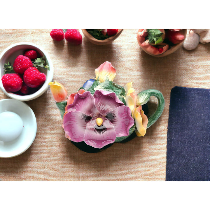 Pansy Flower Ceramic Teapot 6oz  Tea Image 2