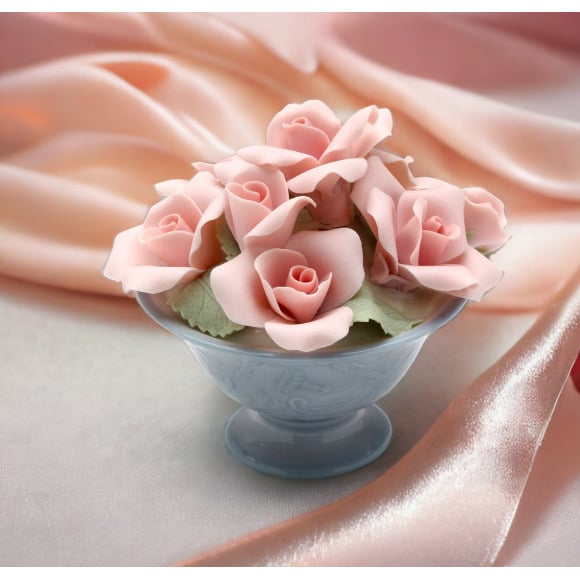 Ceramic Pink Rose Pot Figurine 3.5 Inch  Mom Wedding Image 2