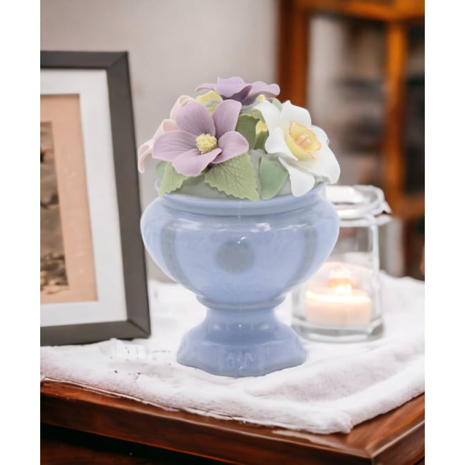 Ceramic Violet Flower Pot Figurine Home D cor  Spring D cor, Image 1