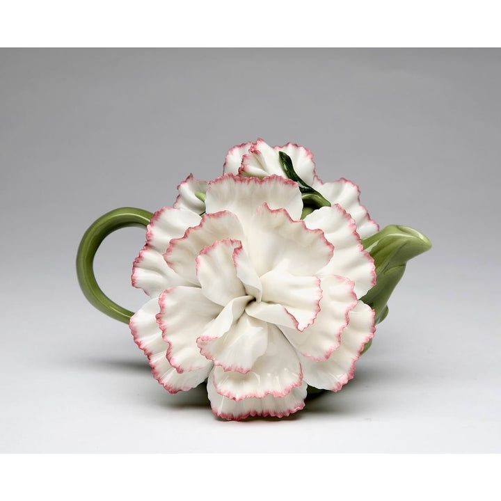 Ceramic White Carnation Flower Teapot 8oz 6.75in for Tea Party Image 3