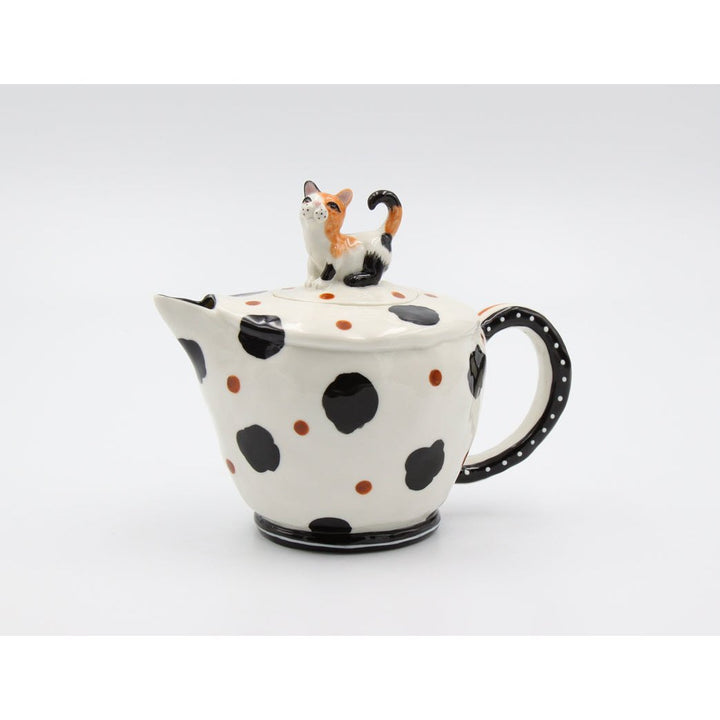 Ceramic Cow-Print Cat Teapot 7x4x6.125 inches Unique Gift for Cat Image 3