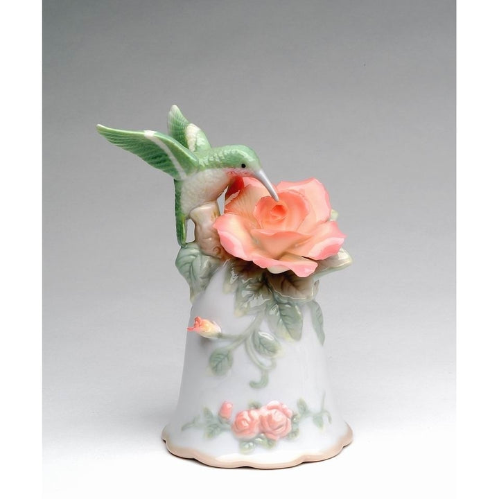 Ceramic Hummingbird Rose Bell  Birdwatcher Image 3