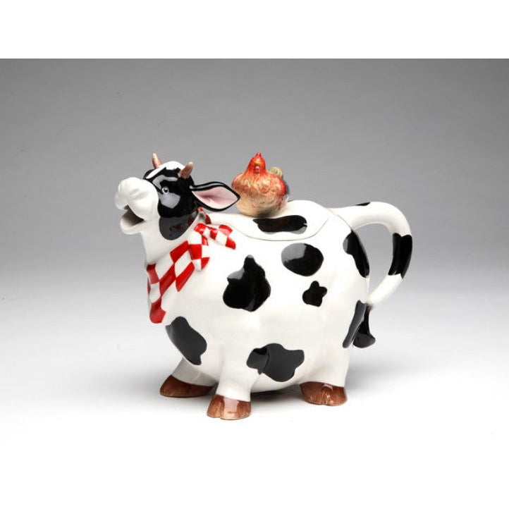 Ceramic Cow Teapot with Rooster Accent 26oz Image 3