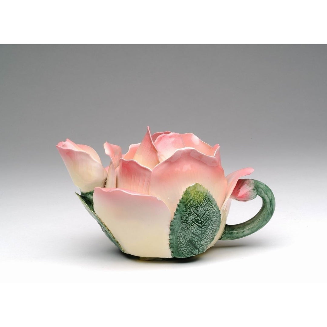 Handcrafted Ceramic Pink Rose Teapot 6oz Farmhouse Kitchen Image 3