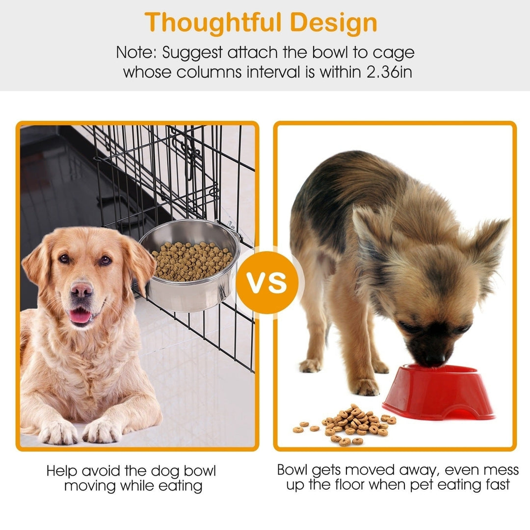 Stainless Steel Dog Bowl Pets Hanging Food Bowl Detachable Pet Cage Food Water Bowl with Clamp Holder Image 4