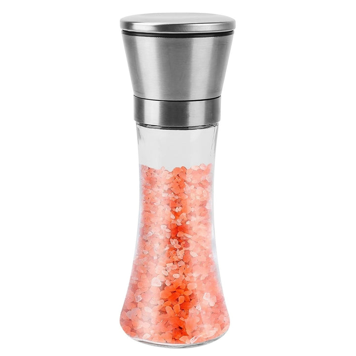 Stainless Steel Salt Pepper Grinder Tall Glass Sea Salt and Pepper Mill Shaker with Adjustable Coarseness Image 2