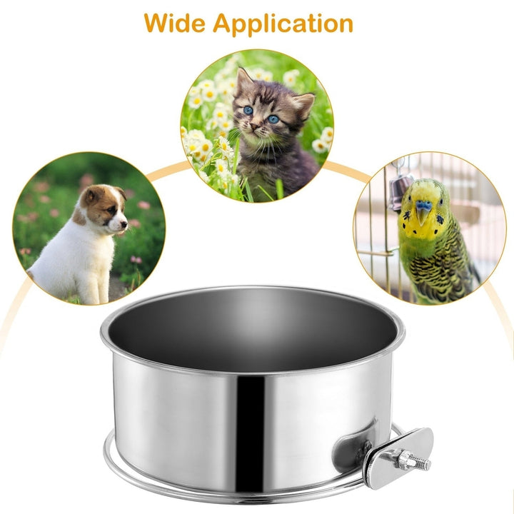 Stainless Steel Dog Bowl Pets Hanging Food Bowl Detachable Pet Cage Food Water Bowl with Clamp Holder Image 7