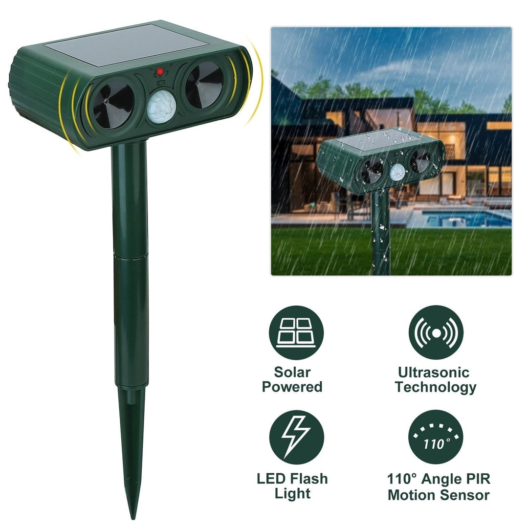 Ultrasonic Animal Repeller Solar Powered Motion Sensor Repellent IPX4 Waterproof Outdoor For Farm Garden Yard Repelling Image 1