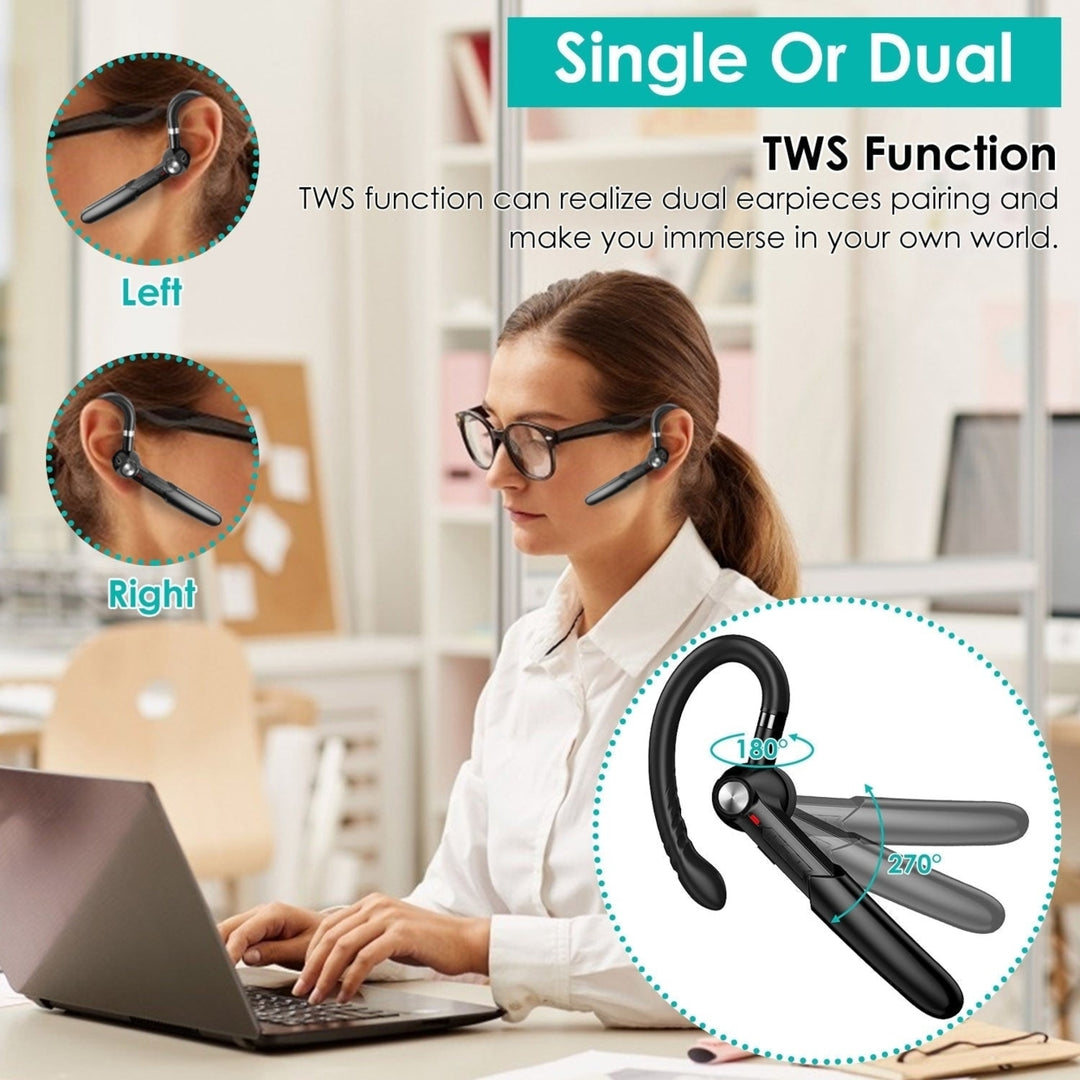 Unilateral Wireless V5.0 Business Earpiece Rechargeable Wireless in-Ear Headset with Hook for Car Driving Phone Call Image 4