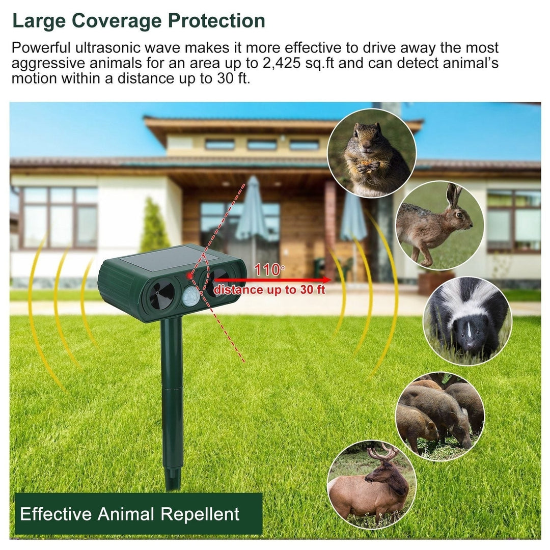 Ultrasonic Animal Repeller Solar Powered Motion Sensor Repellent IPX4 Waterproof Outdoor For Farm Garden Yard Repelling Image 4