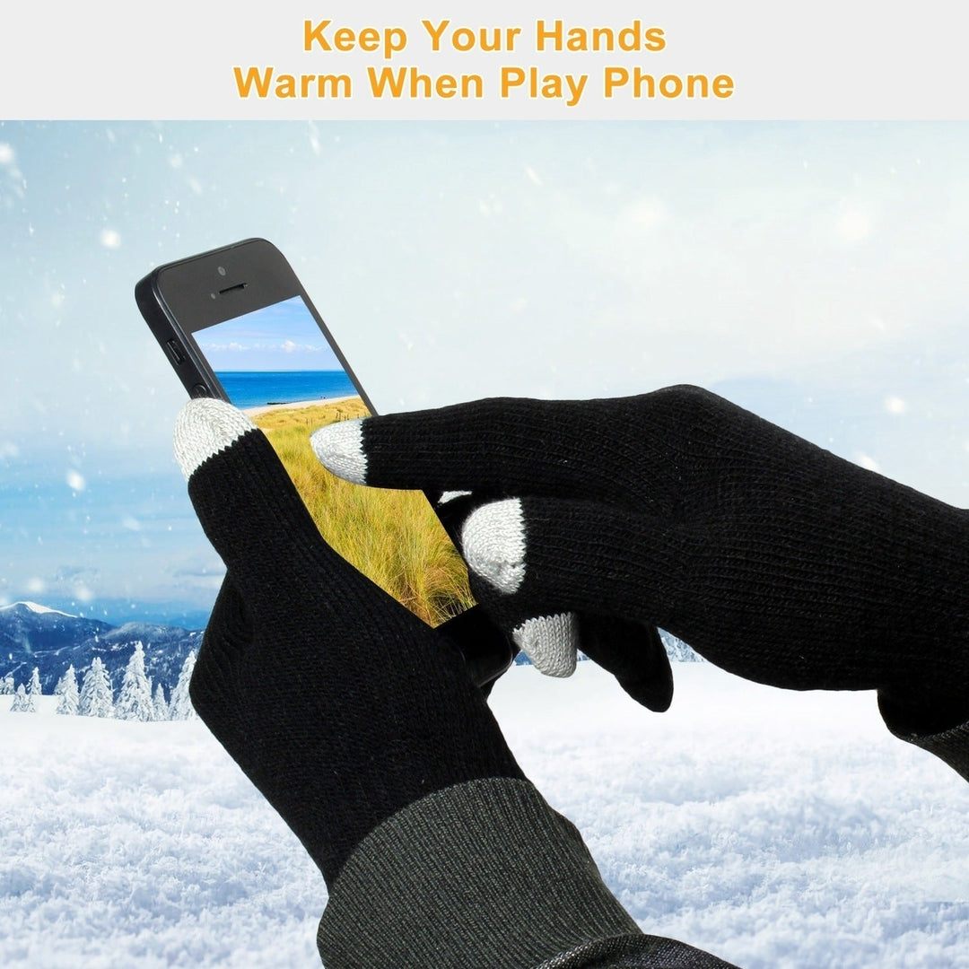 Unisex Touch Screen Gloves Full Finger Winter Warm Knitted Gloves For Warmth Running Cycling Camping Hiking Image 4