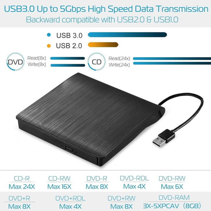 External CD DVD Drive USB 3.0 Slim DVD-RW Drive Superdrive Burner Writer High Speed Data Transfer USB Optical Drives Image 4