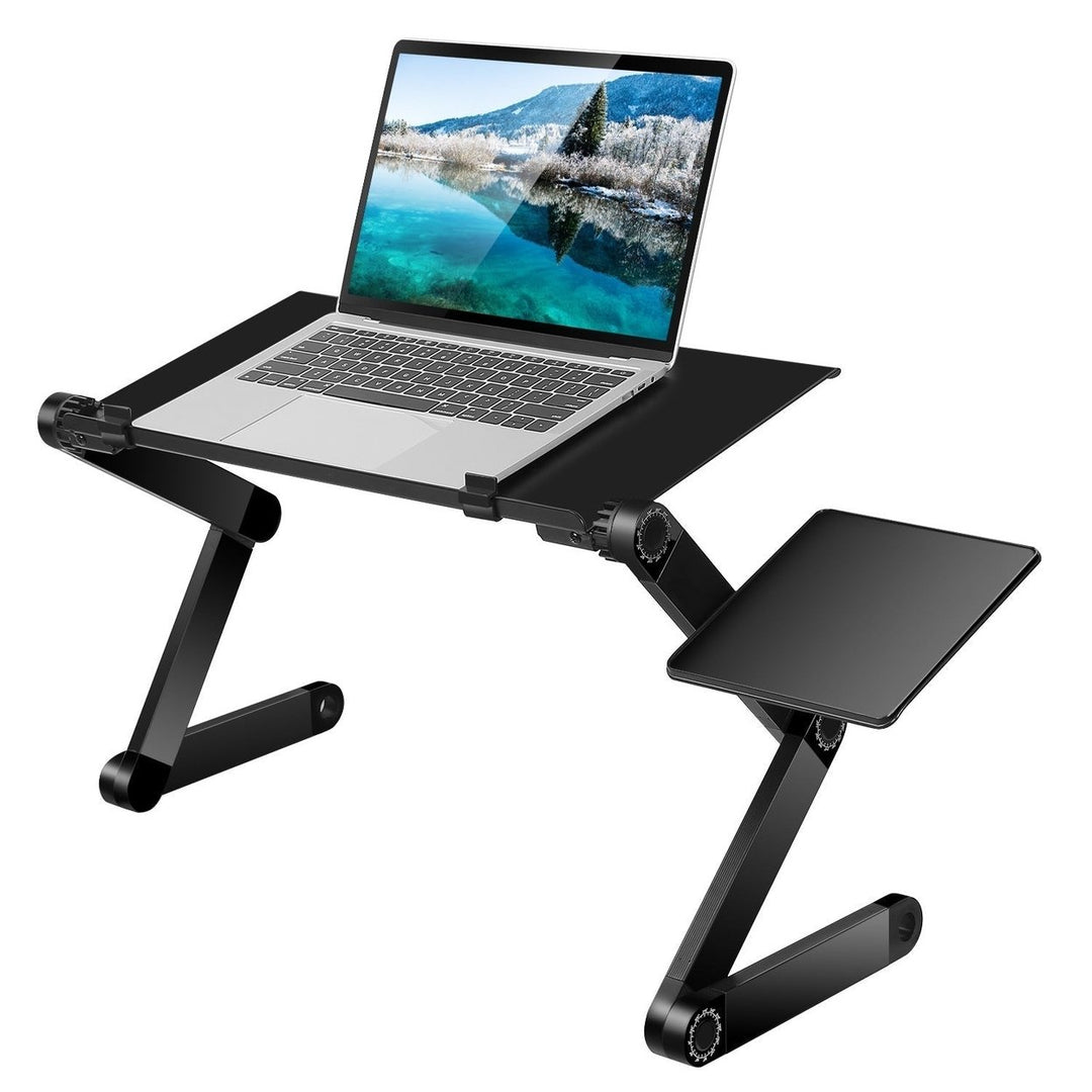 Foldable Laptop Table Bed Notebook Desk with Mouse Board Aluminum Alloy Breakfast Snacking Tray for Home Office Travel Image 3