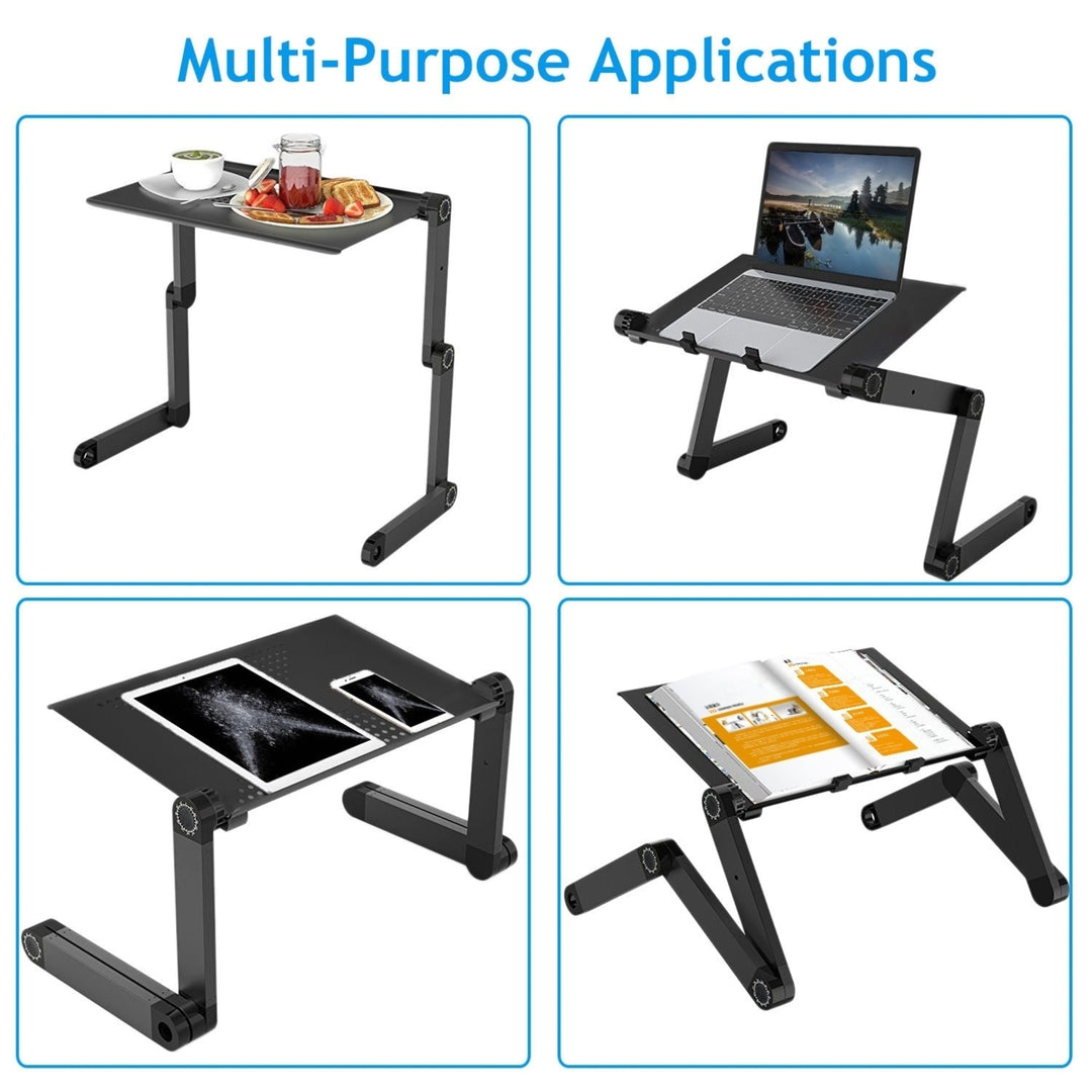 Foldable Laptop Table Bed Notebook Desk with Mouse Board Aluminum Alloy Breakfast Snacking Tray for Home Office Travel Image 10