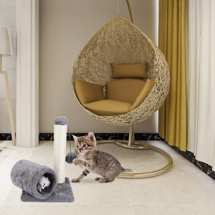 Cat Scratching Post Cat Kitten Sisal Scratch Post Toy with Tunnel Image 6