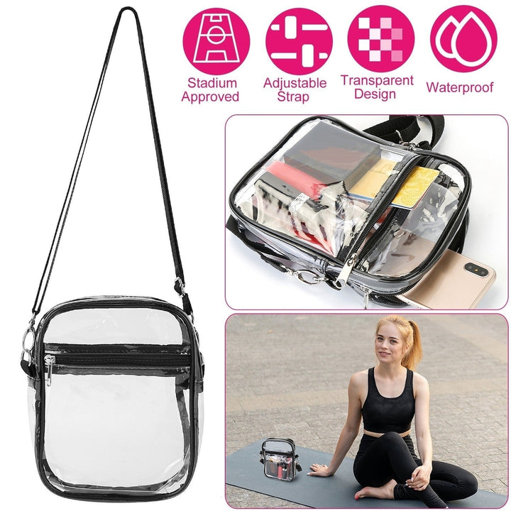 Clear Crossbody Bag Stadium Approved Clear Purse Transparent Small Shoulder Bag See Through Zip Pouch Tote Bag Image 2