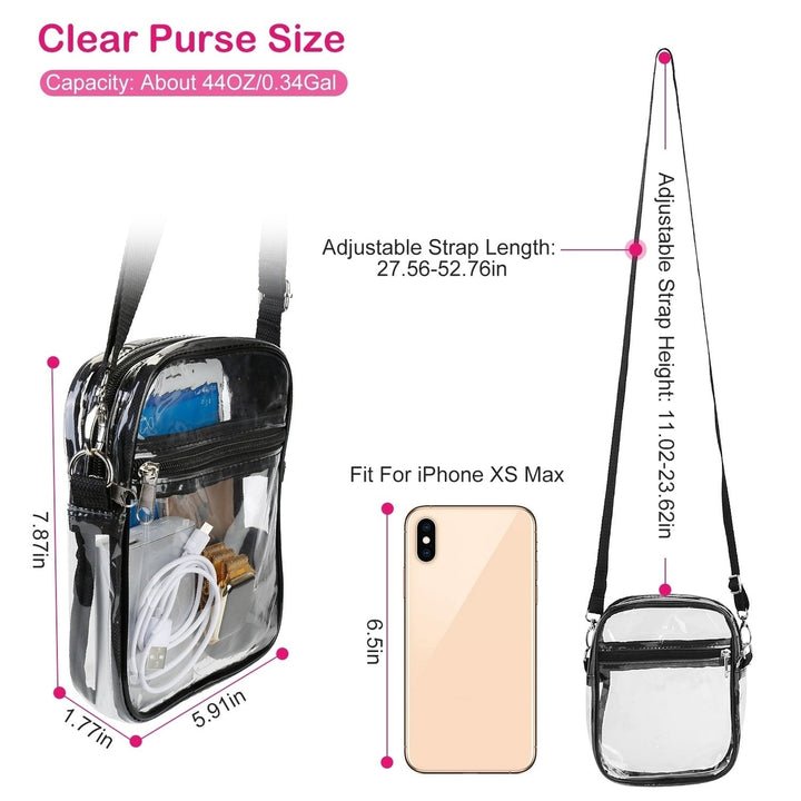 Clear Crossbody Bag Stadium Approved Clear Purse Transparent Small Shoulder Bag See Through Zip Pouch Tote Bag Image 3