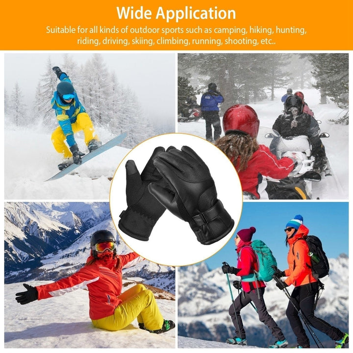 Electric Heated Gloves USB Plug Touchscreen Thermal Gloves Leather Windproof Winter Hands Warmer Unisex Image 7