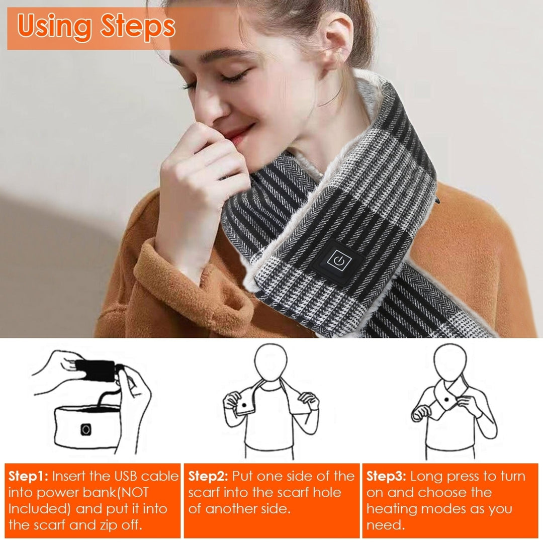 Electric Heated Scarf USB Heating Neck Wrap Unisex Winter Heated Neck Shawl Image 3