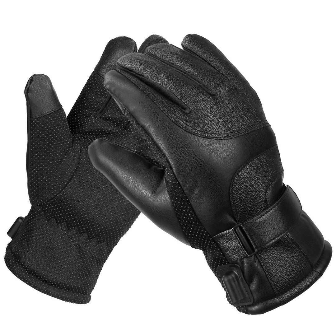 Electric Heated Gloves USB Plug Touchscreen Thermal Gloves Leather Windproof Winter Hands Warmer Unisex Image 12