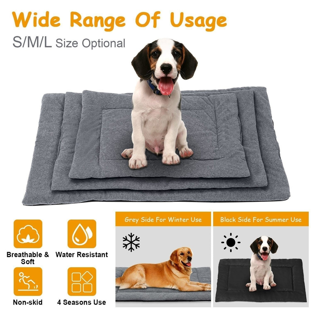 Dog Bed Mat Comfortable Fleece Pet Dog Crate Carpet Reversible Pad Joint Relief L Size Image 3