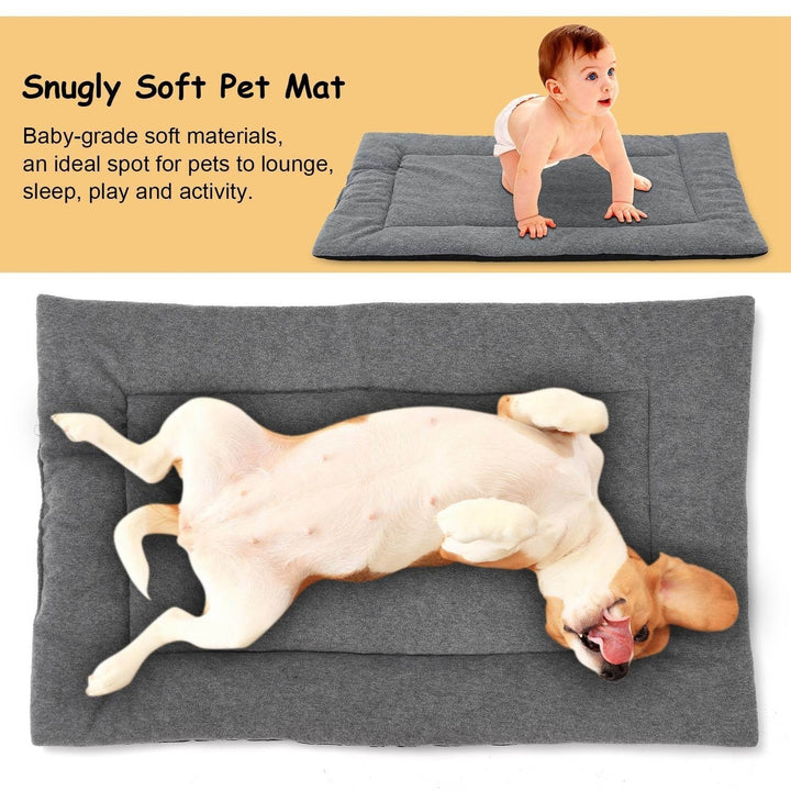 Dog Bed Mat Comfortable Fleece Pet Dog Crate Carpet Reversible Pad Joint Relief L Size Image 7